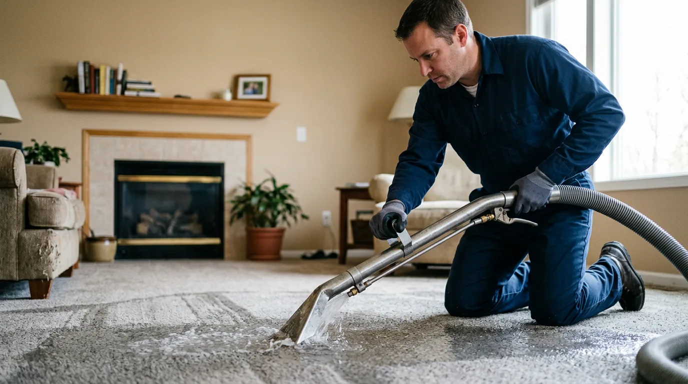 Water damage restoration technician working near Amsterdam, MO